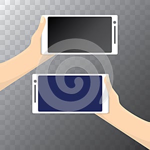 Vector Hand holding white smart phone