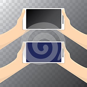 Vector Hand holding white smart phone