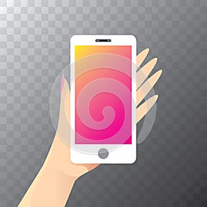 Vector Hand holding white smart phone