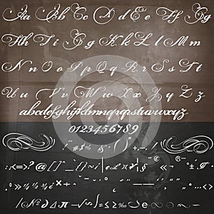 Vector hand made script font in vintage Victorian style