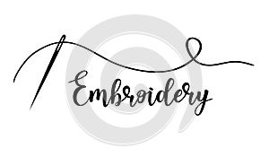 Embroidery with needle. Vector hand made symbol in trendy line style. photo
