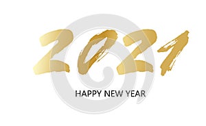 Vector Hand number lettering of 2021. Happy New Year. Chines calligraphy