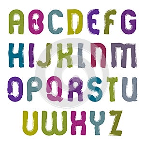 Vector hand-painted colorful letters on white backgroun