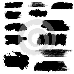 Vector Hand Painted isolated grunge black paint brush splash on white background