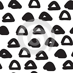 Vector hand-painted seamless pattern with halfcircle, doodle