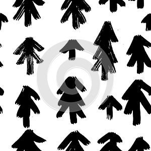 Vector hand-painted seamless pattern with ink brush strokes.