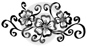 Vector hand-painted vintage flowers with curls isolated on white background