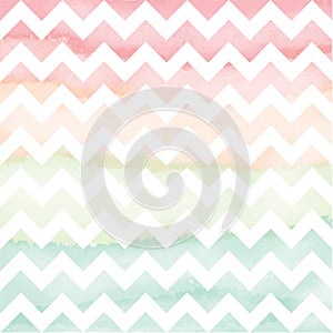 Vector Hand Painted Watercolor Chevron Background.