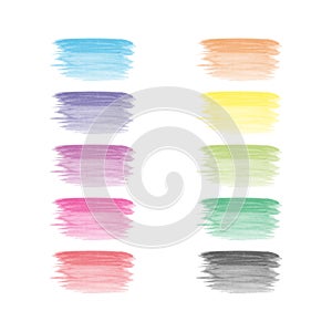 Vector hand painted watercolor painting brush strokes - full spectrum rainbow colored stain isolated on white background