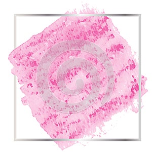 Vector hand painted watercolor painting - cute pink colored stain isolated on white background with gray silver thin