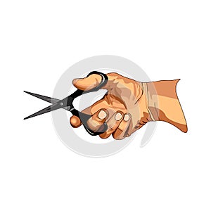 Vector hand with scissors .