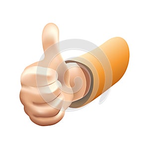Vector hand that shows the thumb up like a like on white