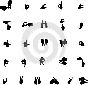 Vector hand silhouette alphabet