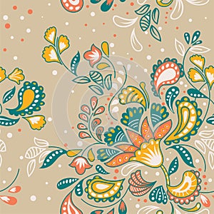 Vector Handdrawn batik floral pattern