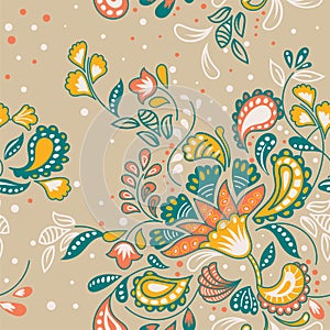 Vector Handdrawn batik floral pattern