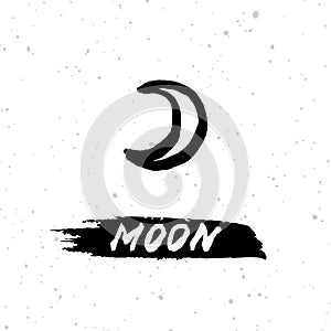 Vector handdrawn brush ink illustation of Moon sign