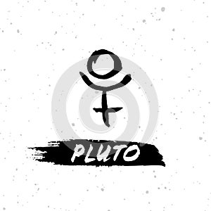 Vector handdrawn brush ink illustation of Pluto sign