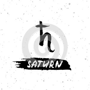 Vector handdrawn brush ink illustation of Saturn sign