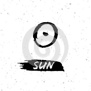 Vector handdrawn brush ink illustation of Sun sign