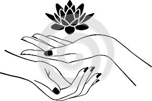 Vector hands with lotus