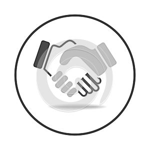 Vector of Handshake Icon in Circle, iconic symbol inside a circle, on white background. Vector Iconic Design.