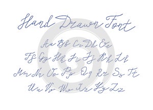 Vector Handwritten Font, Freehand Writing Letters on White Background. photo