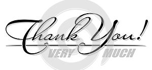 Vector handwritten isolated text "Thank You very much" with shadow. Hand drawn calligraphy lettering