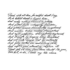 Vector: Handwritten text in English with a pen, a poem by William Shakespeare