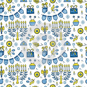 Hanukkah seamless pattern