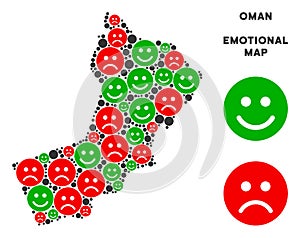 Vector Happiness Oman Map Collage of Emojis