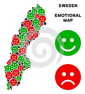 Vector Happiness Sweden Map Mosaic of Smileys