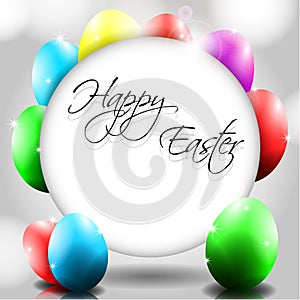 Vector Happy Background with Colorful Eggs