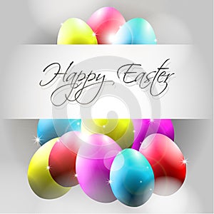 Vector Happy Background with Flying Colorful Eggs