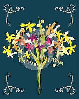 Vector happy bithday and anniversary flower stock vector illustration graphic EPS 10