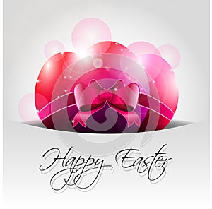 Vector Happy Easter Background with Pink Eggs in P