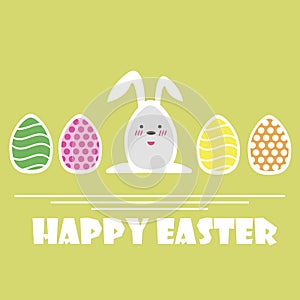 Vector Happy Easter greeting card. Easter Eggs and text Happy Easter