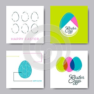 Vector happy easter square banners with eggs