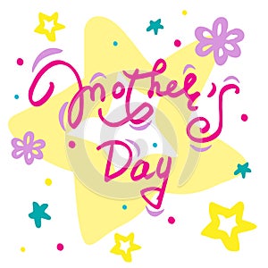 Vector Happy Mather`s day greeting card. Hand drawn illustration on white background.