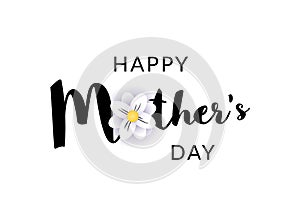 Vector Happy Mother`s Day calligraphy text with flower