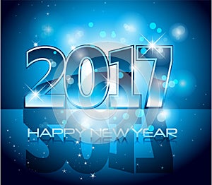 Vector 2017 Happy New Year background blue letters