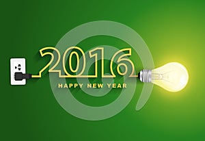 Vector 2016 happy new year concept creative light bulb idea