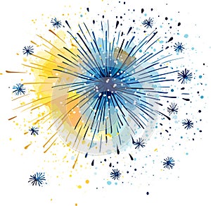 vector happy new year fireworks. blue confetties. new year decoration vector illustration on white background. AI