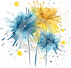 vector happy new year fireworks. blue confetties. new year decoration vector illustration on white background. AI