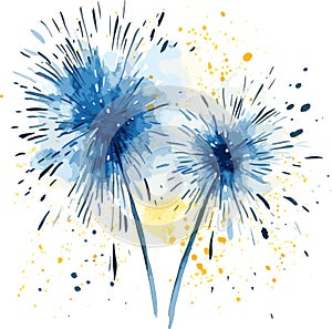 vector happy new year fireworks. blue confetties. new year decoration vector illustration on white background. AI