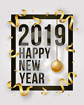 Vector Happy New Year illustration with 2019 and frame