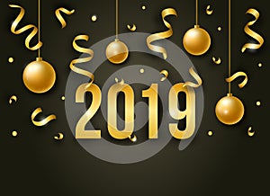 Vector Happy New Year illustration with 2019