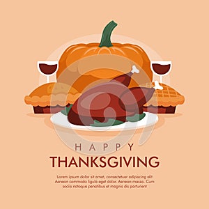 vector happy thanksgiving poster template