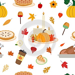 Vector harvest festival, Thanksgiving day seamless pattern