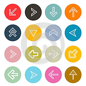 Vector Hatched Arrows Set in Colorful Circles