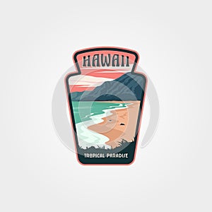 Vector of hawaii beach vintage logo symbol illustration design, tropical beach emblem label design